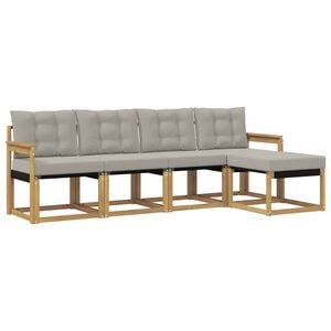 vidaXL Conjunto de sof&aacute;s de exterior 5 uds. Blanco y Gris Claro
