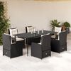 vidaXL Set de comedor de jard&iacute;n 7 pzas y cojines rat&aacute;n sint&eacute;tico negro