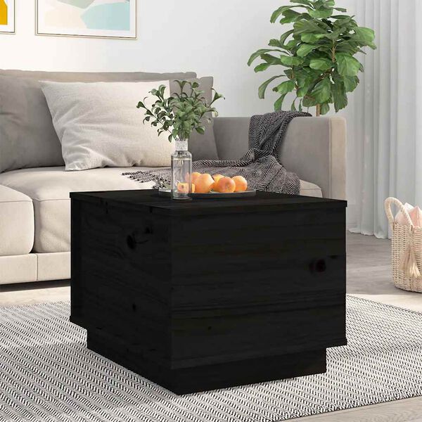 vidaXL Mesa de centro de madera maciza de pino negro 40x50x35 cm