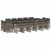 vidaXL Set comedor de jard&iacute;n con cojines 15 pzas rat&aacute;n sint&eacute;tico gris