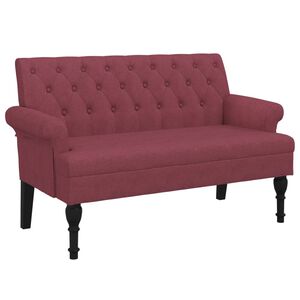 vidaXL Banco con respaldo tela rojo tinto 120x62x75,5 cm