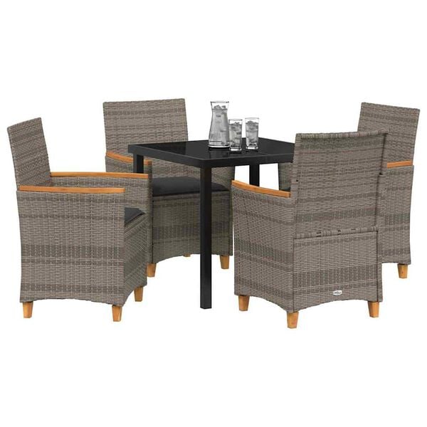 vidaXL Conjunto de Comedor de Jardín 5 pcs Gris ratán sintético