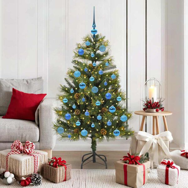 vidaXL &Aacute;rbol de Navidad artificial con ramas plegables y conos 150 cm