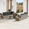 vidaXL Conjunto de sof&aacute;s de jard&iacute;n 11 pcs Gris rat&aacute;n sint&eacute;tico