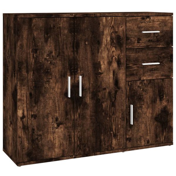 vidaXL Aparador madera contrachapada roble ahumado 91x29,5x75 cm