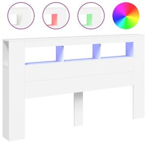 vidaXL Cabecero con LED madera de ingenier&iacute;a blanco 180x18,5x103,5 cm