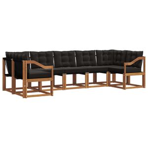 vidaXL Conjunto de sof&aacute;s de exterior con coj&iacute;n 7 pcs Natural y negro