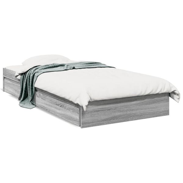 vidaXL Cama con cajones madera ingenier&iacute;a gris Sonoma 100x200 cm