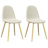vidaXL Sillas de comedor 2 unidades terciopelo blanco crema