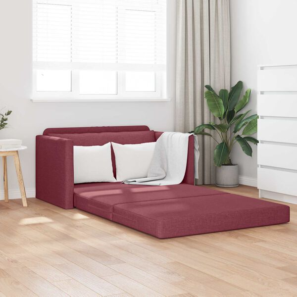 vidaXL Sof&aacute; cama 110cm Rojo vino tela