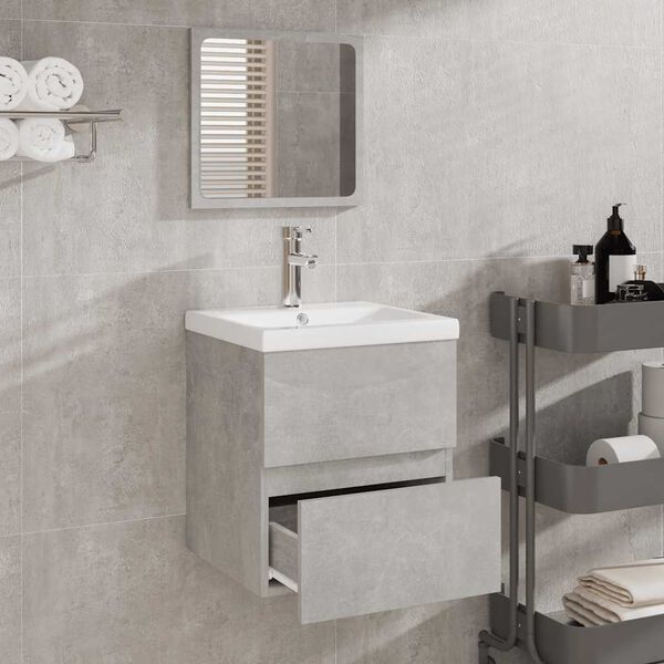 vidaXL Armario de ba&ntilde;o con espejo madera de ingenier&iacute;a gris hormig&oacute;n