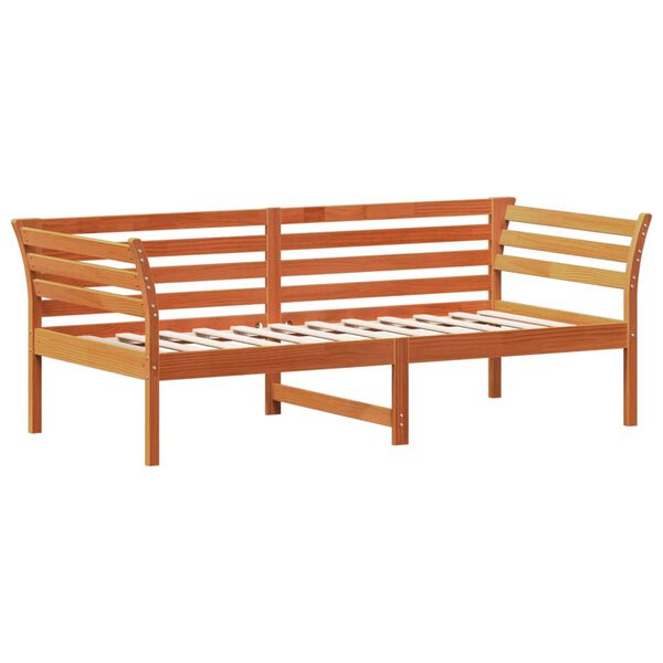 vidaXL Sof&aacute; cama sin colch&oacute;n madera maciza pino marr&oacute;n cera 90x190 cm