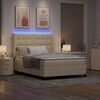 vidaXL Cama Box Spring LED con colch&oacute;n Crema 140 x 190 cm tela