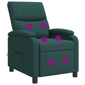 vidaXL Silla de masajes reclinable Verde oscuro Tela