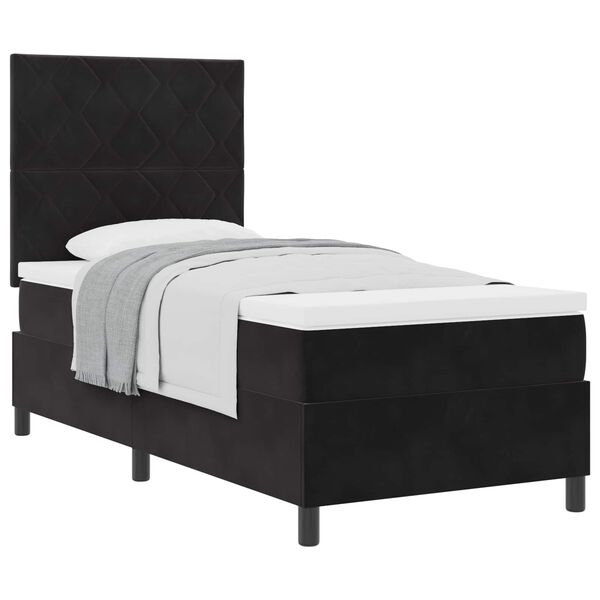vidaXL Cama tipo Box Spring con colch&oacute;n Negro 100 x 200 cm Terciopelo