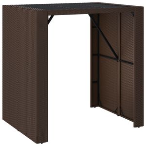 vidaXL Mesa bar con superficie cristal rat&aacute;n PE marr&oacute;n 105x80x110 cm