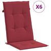 vidaXL Coj&iacute;n silla de jard&iacute;n respaldo alto 6 uds tela rojo 120x50x3 cm