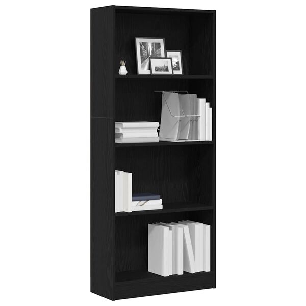 vidaXL Estante de libros Roble Negro 60 x 24 x 143 cm