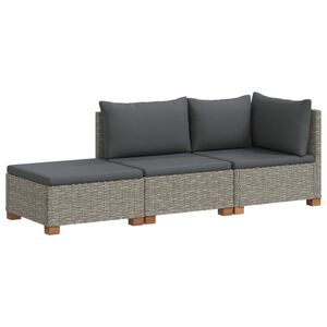 vidaXL 3 uds. Conjunto de Lounge de Ratan con Cojines GENDT Gris Kubu