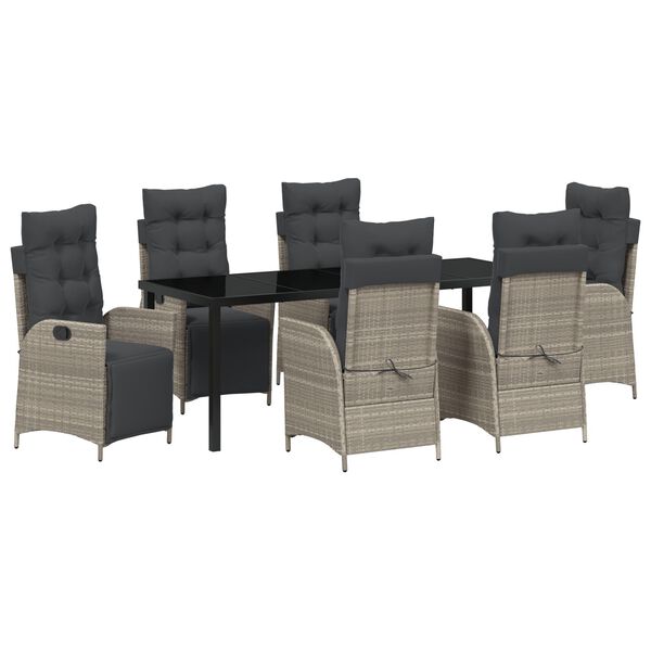 vidaXL Conjunto de Comedor de Jard&iacute;n 7 pcs Gris Claro rat&aacute;n sint&eacute;tico