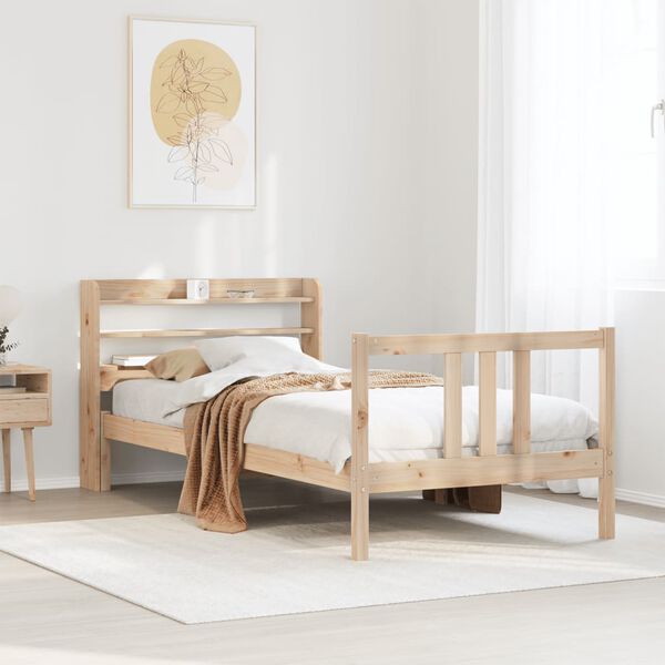 vidaXL Estructura de cama con cabecero madera maciza pino 90x190 cm