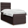 vidaXL Cama box spring con colch&oacute;n tela marr&oacute;n oscuro 90x200 cm