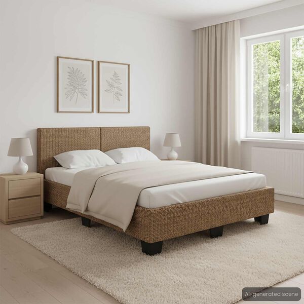 vidaXL Estructura de cama de rat&aacute;n natural 140x200 cm