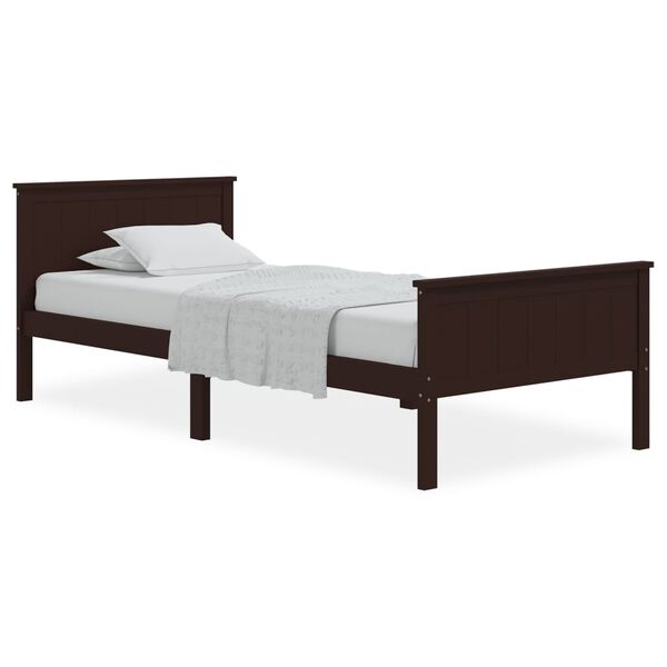vidaXL Estructura cama sin colch&oacute;n madera pino marr&oacute;n oscuro 100x200cm
