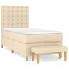 vidaXL Cama box spring con colch&oacute;n tela color crema 100x200 cm