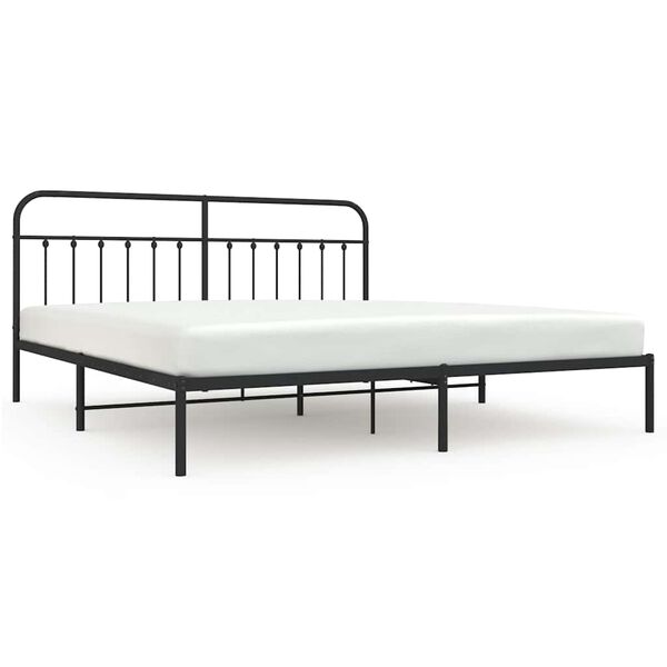 vidaXL Estructura cama sin colchón con cabecero metal negro 193x203 cm