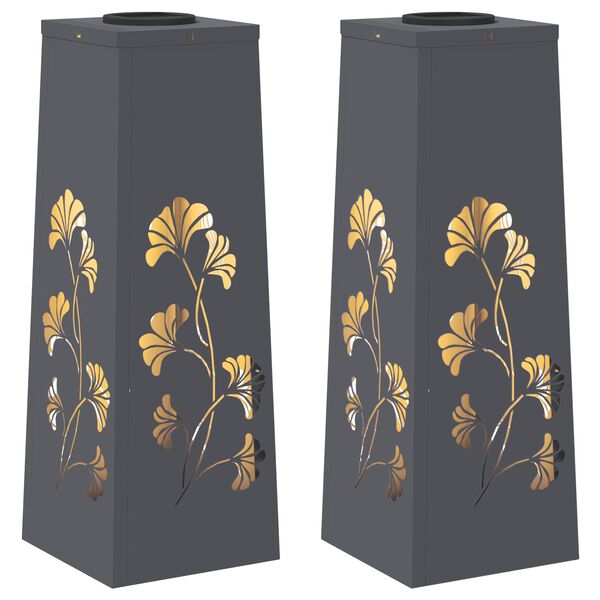 vidaXL Luz de camino LED solar 2 pcs Antracita Acero laminado en fr&iacute;o