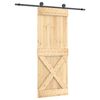 vidaXL Puerta Corredera Natural y negro 80 x 210 cm