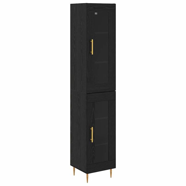 vidaXL Aparador alto 2 pcs Roble Negro Cristal