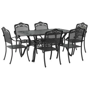 vidaXL Conjunto de Comedor de Jard&iacute;n 7 pcs Negro Aluminio