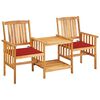 vidaXL Sillas y mesito de jard&iacute;n con cojines madera maciza acacia