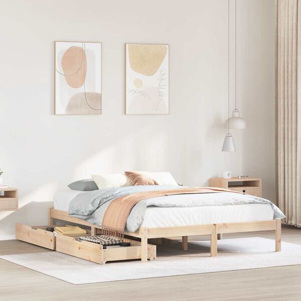 vidaXL Estructura de cama sin colch&oacute;n madera de pino blanca 140x200 cm
