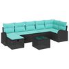 vidaXL Conjunto de sof&aacute; de jard&iacute;n con coj&iacute;n 8 pcs Negro Polirat&aacute;n