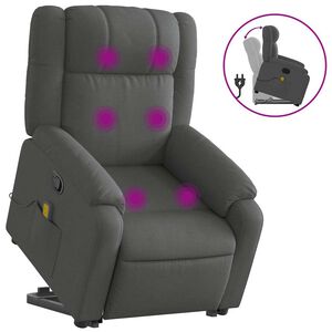 vidaXL Silla de masaje reclinable de pie de tela gris oscuro