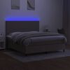 vidaXL Cama box spring colch&oacute;n y luces LED tela gris taupe 180x200 cm