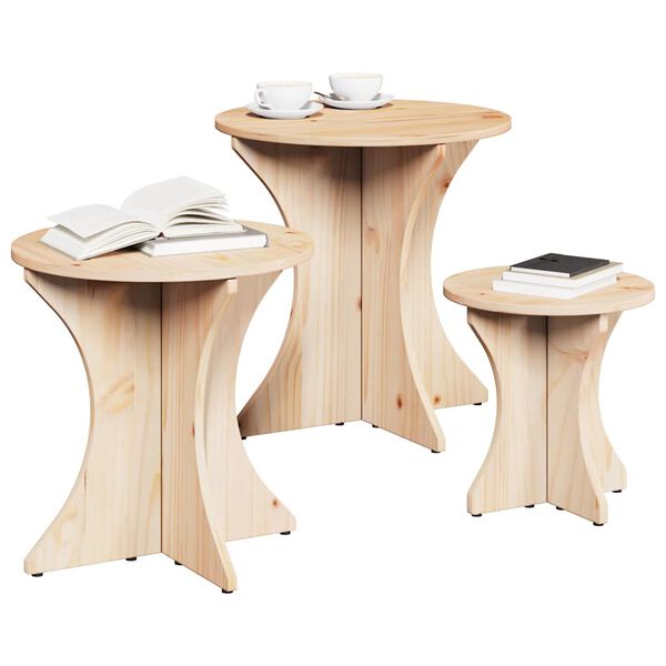 vidaXL Mesa de Café 3 pcs Natural