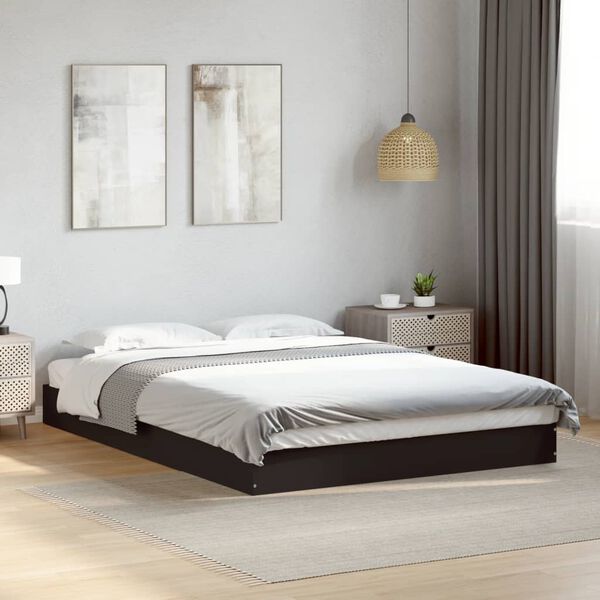 vidaXL Estructura de cama madera de ingenier&iacute;a negra 120x190 cm