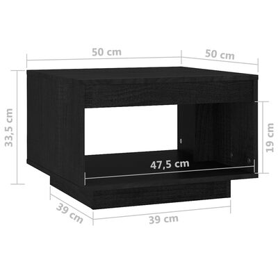 vidaXL Mesa de centro de madera maciza de pino negro 50x50x33,5 cm