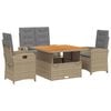 vidaXL Set de comedor jard&iacute;n con cojines 4 pzas rat&aacute;n sint&eacute;tico beige