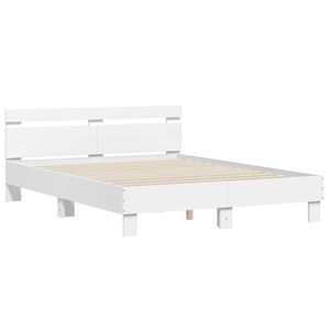 vidaXL Estructura cama con cabecero madera ingenier&iacute;a blanco 150x200cm
