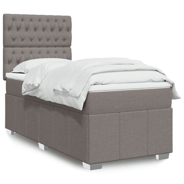 vidaXL Cama box spring con colch&oacute;n tela gris taupe 80x200 cm