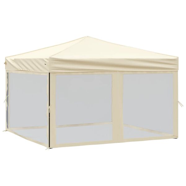 vidaXL Carpa para fiestas plegable con paredes laterales crema 3x3 m