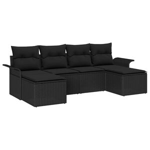 vidaXL Conjunto de sof&aacute; de jard&iacute;n 6 pcs Negro rat&aacute;n sint&eacute;tico