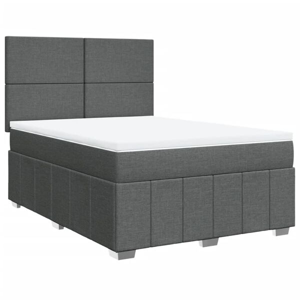 vidaXL Cama box spring con colch&oacute;n tela gris oscuro 160x200 cm