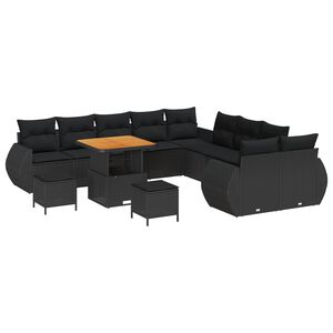 vidaXL Conjunto de sofá de jardín 13 pcs Negro ratán sintético
