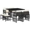 vidaXL Set de comedor de jard&iacute;n 9 pzas y cojines rat&aacute;n sint&eacute;tico negro